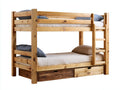 Literas de madera 205x105x175 cm - marrón natural - diseño rústico con escalera y 2 cajones inferiores