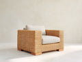 Sillones de ratán 105 x 95 x 78 cm - ratán natural y beige - sillón amplio con asiento acolchado para interior y terraza
