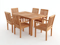 Conjuntos de comedor de jardín de madera maciza para 6 personas 150x90x75 cm - Madera natural - Mesa rectangular y 6 sillas con reposabrazos