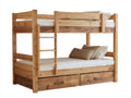 Literas de madera 210 x 105 x 175 cm - pino natural - con escalera frontal y 2 cajones inferiores