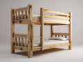 Literas de madera maciza de pino 200x100x170 cm - Madera natural - Diseño clásico con escalera integrada