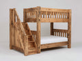 Literas de madera 220 x 155 x 180 cm - marrón natural - diseño con escalera integrada