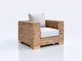 Sillones de ratán 100 x 92 x 80 cm - ratán natural y beige - sillón individual con asiento acolchado y brazos anchos