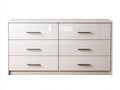 Cómodas de 6 cajones en madera manufacturada 120x40x75 cm - Blanco brillante - Diseño moderno con tiradores metálicos