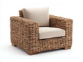 Sillones de ratán con estructura tejida 90 x 85 x 80 cm - Marrón natural-Beige - Diseño amplio con reposabrazos para interior y terraza