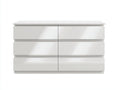 Cómodas de 6 cajones en madera manufacturada 120x40x75 cm - Blanco brillante - Diseño moderno sin tiradores