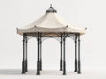 Pérgola de jardín de metal con techo textil 300 x 300 x 320 cm - Negro-Beige - Diseño clásico abierto para terraza y patio