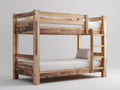 Literas de madera maciza con escalera integrada 205 x 100 x 175 cm - Madera natural - Diseño rústico para dormitorio compartido